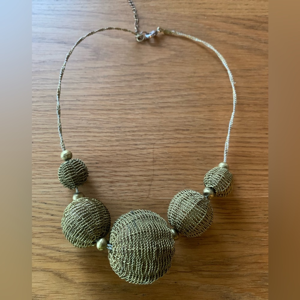 Vintage Gold Tone Wire Bauble Necklace